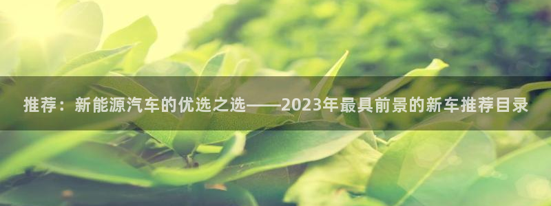 新宝gg推荐:推荐:新能源汽车的优选之选——2023年最具前